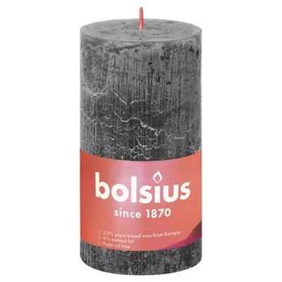 Bolsius Bougies pilier rustiques Shine 4 pcs 130x68 mm Gris orageux