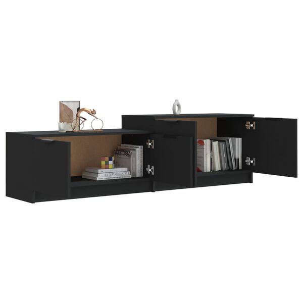 vidaXL Meuble TV Noir 158,5x36x45 cm Bois d'ingénierie