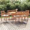 vidaXL Ensemble &agrave; manger de jardin coussins 7pcs Bois de teck solide