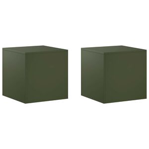 vidaXL Support de Plante 2 pcs Vert olive 40 x 40 x 40 cm Acier