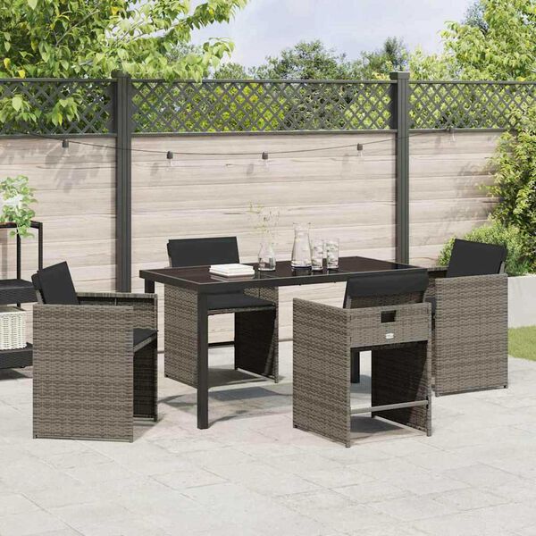 vidaXL Ensemble de salle &agrave; manger pour jardin 5 pcs Gris polyrotin