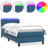 vidaXL Sommier &agrave; lattes de lit et matelas et LED bleu fonc&eacute; 100x210cm velours