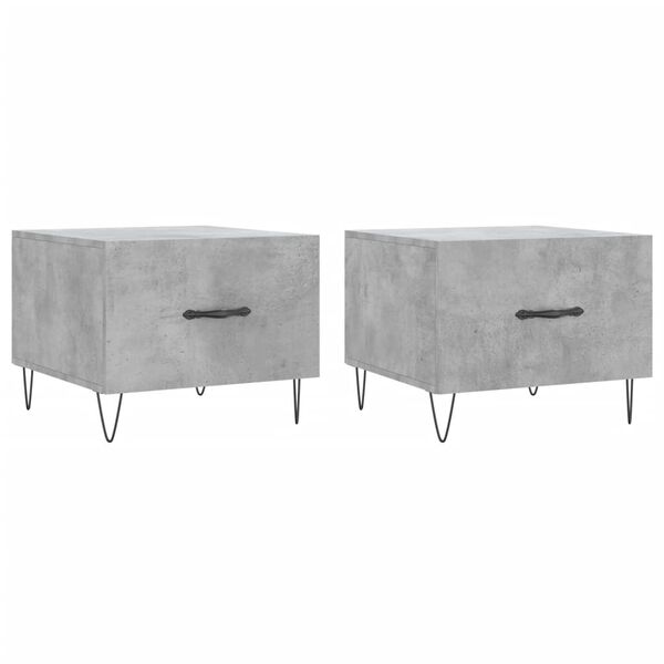 vidaXL Tables basses 2 pcs gris béton 50x50x40 cm bois d'ingénierie