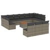 vidaXL Salon de jardin avec coussins 14 pcs gris r&eacute;sine tress&eacute;e