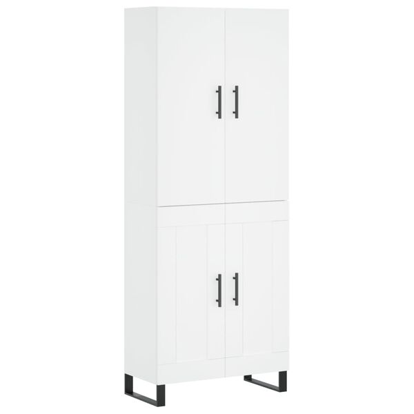 vidaXL Buffet haut Blanc 69,5x34x180 cm Bois d'ing&eacute;nierie