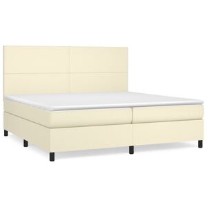 vidaXL Sommier &agrave; lattes de lit avec matelas Cr&egrave;me 200x200cm Similicuir