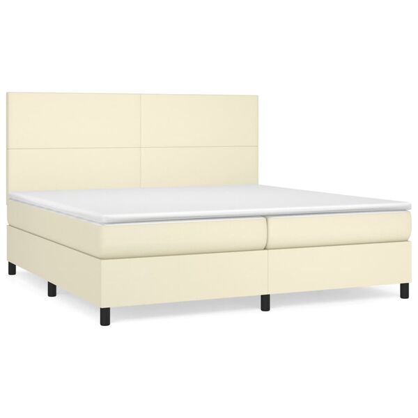 vidaXL Sommier &agrave; lattes de lit avec matelas Cr&egrave;me 200x200cm Similicuir