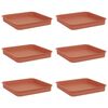 vidaXL Plateau carr&eacute; &agrave; fleurs 6 pc Rouge brique 15 x 15 x 2 cm