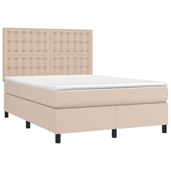 vidaXL Sommier &agrave; lattes de lit avec matelas Cappuccino 140x200 cm