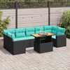 vidaXL Salon de jardin 8 pcs avec coussins noir r&eacute;sine tress&eacute;e