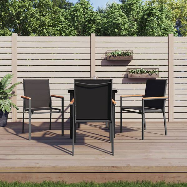 vidaXL Ensemble à manger de jardin 5 pcs noir textilène et acier