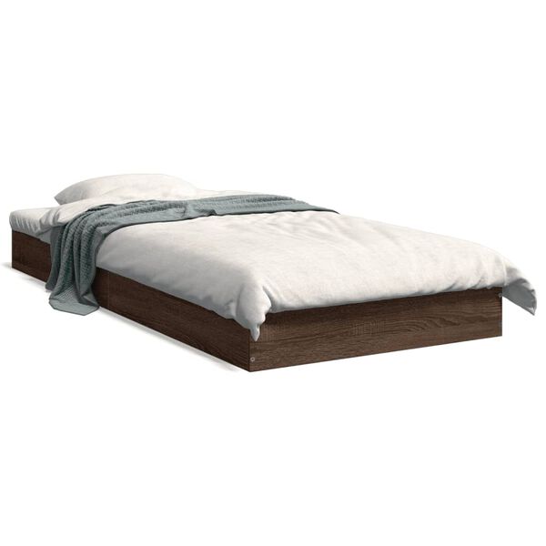 vidaXL Cadre de lit sans matelas ch&ecirc;ne marron 75x190cm bois ing&eacute;nierie