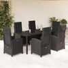 vidaXL Ensemble &agrave; manger de jardin coussins 7pcs Noir R&eacute;sine tress&eacute;e