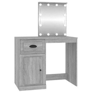 vidaXL Coiffeuse avec LED sonoma gris 90x50x132,5 cm bois d'ing&eacute;nierie