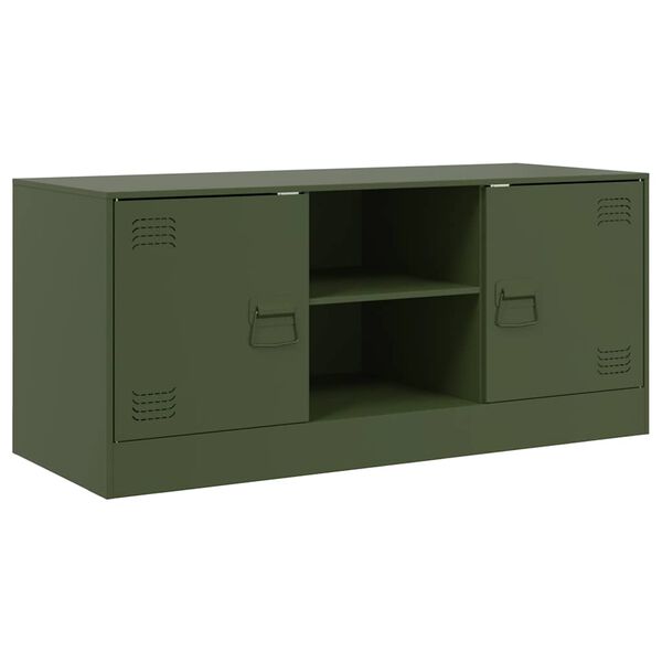 vidaXL Meuble TV vert olive 99x39x44 cm acier