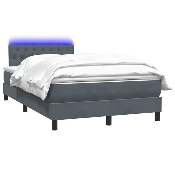 vidaXL Sommier &agrave; lattes de lit et matelas et LED gris fonc&eacute; 120x220cm velours