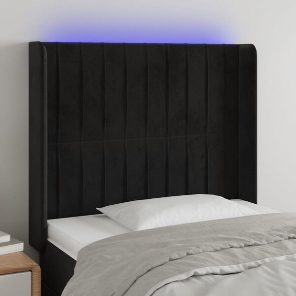 vidaXL T&ecirc;te de lit &agrave; LED Noir 93x16x118/128 cm Velours