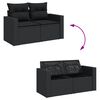 vidaXL Salon de jardin 7 pcs avec coussins noir r&eacute;sine tress&eacute;e
