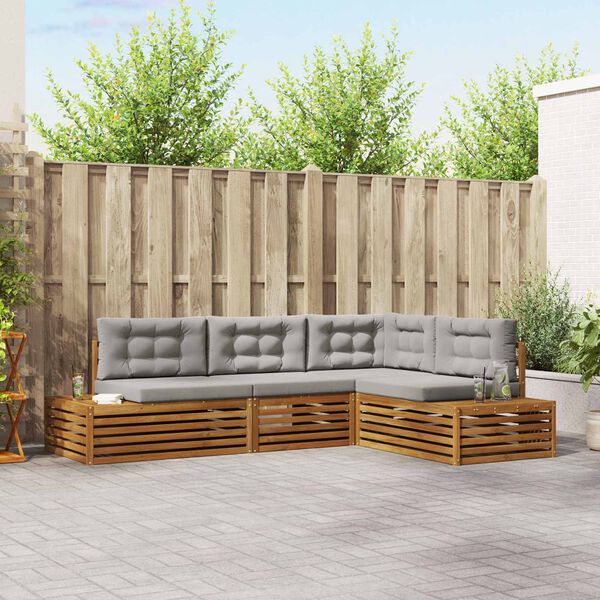 vidaXL Ensemble de canap&eacute;s d'ext&eacute;rieur 4 Pi&egrave;ce Gris Naturel et Clair