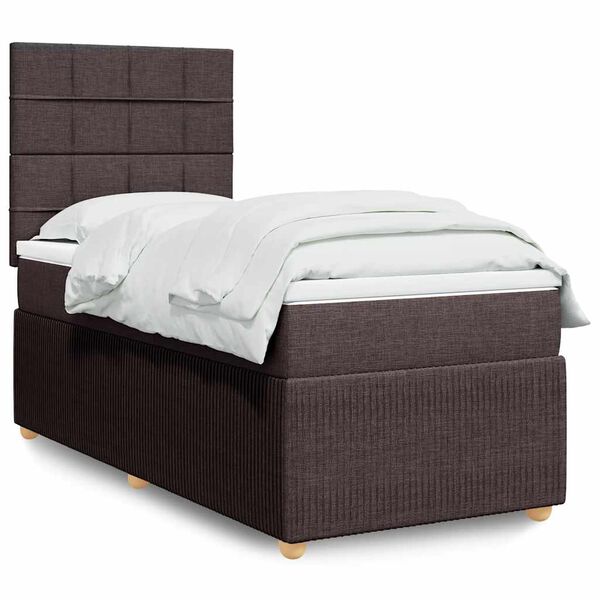 vidaXL Sommier &agrave; lattes de lit avec matelas Marron fonc&eacute; 90x200 cm