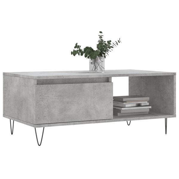 vidaXL Table basse Gris béton 90x50x36,5 cm Bois d'ingénierie