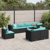 vidaXL Salon de jardin 8 pcs avec coussins noir r&eacute;sine tress&eacute;e