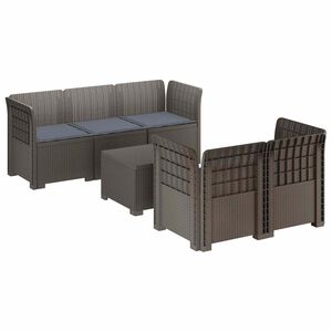 vidaXL Canap&eacute; de Jardin 5 Places avec Coussins Aspect Rotin PP