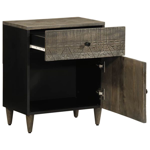 vidaXL Table de chevet gris clair 50x33x60 cm bois de manguier massif