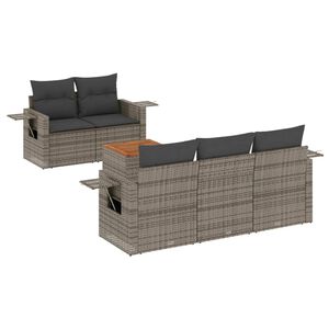 vidaXL Salon de jardin 6 pcs avec coussins gris r&eacute;sine tress&eacute;e