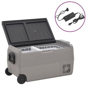 vidaXL Glaci&egrave;re avec roue et adaptateur noir et gris 36 L PP et PE