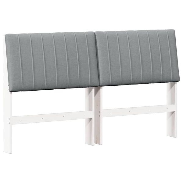 vidaXL T&ecirc;te de lit capitonn&eacute;e Gris clair 150 cm Pin massif