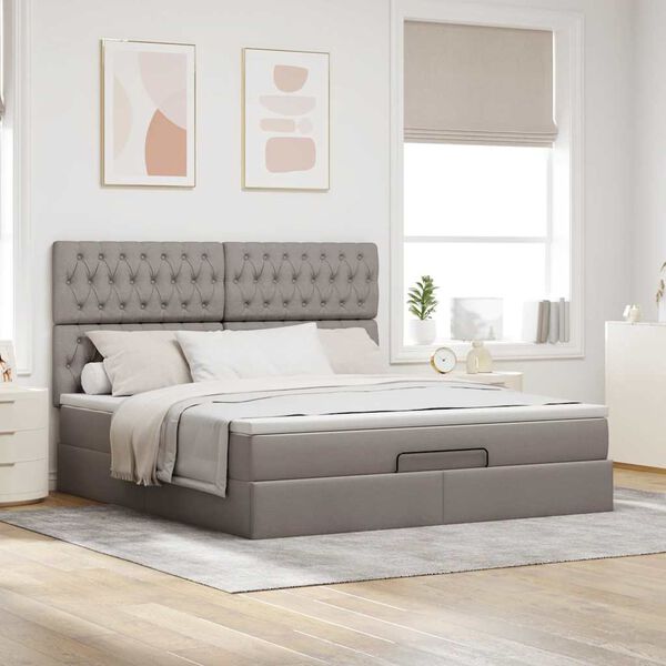 VidaXL Cadre de lit ottoman avec matelas taupe 160x200 cm tissu