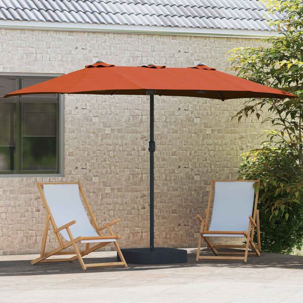 vidaXL Parasol de jardin Terre cuite 385 x 209 x 244 cm Polyester