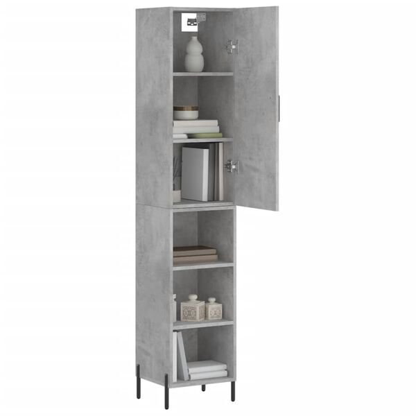 vidaXL Buffet haut Gris b&eacute;ton 34,5x34x180 cm Bois d'ing&eacute;nierie
