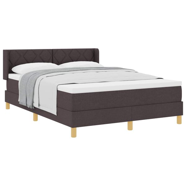 vidaXL Lit &agrave; ressorts avec matelas Marron fonc&eacute; 200 x 160 cm Polyester