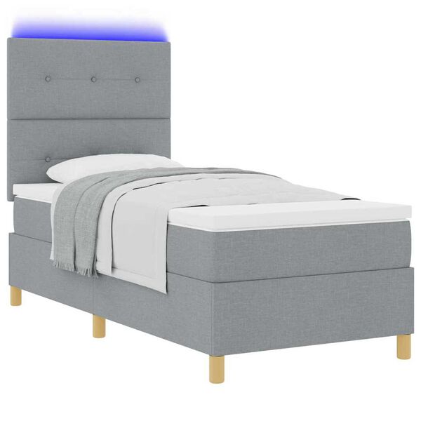 vidaXL Lit à ressorts avec matelas Gris clair 90 x 200 cm tissu
