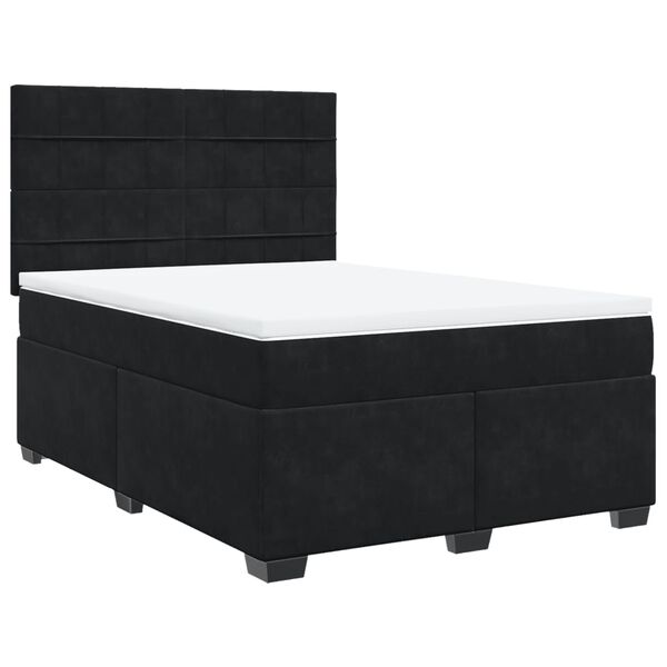 vidaXL Sommier &agrave; lattes de lit avec matelas Noir 140x190 cm Velours