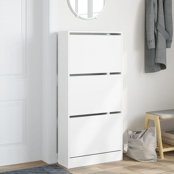 vidaXL Armoire à chaussures blanc 60x21x125,5 cm bois d'ingénierie