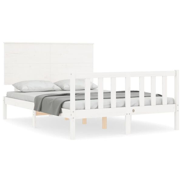 vidaXL Cadre de lit sans matelas blanc bois de pin massif