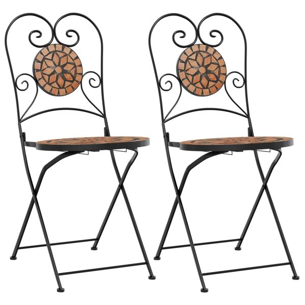 vidaXL Chaises de bistrot pliables lot de 2 terre cuite c&eacute;ramique