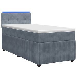 vidaXL Lit de box spring avec matelas et LED Gris fonc&eacute; 90 x 190 cm