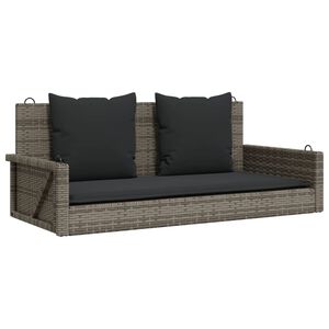 vidaXL Balancelle avec coussins gris 119x56x48 cm r&eacute;sine tress&eacute;e