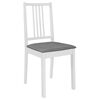 vidaXL Chaises &agrave; manger avec coussins lot de 4 blanc bois solide