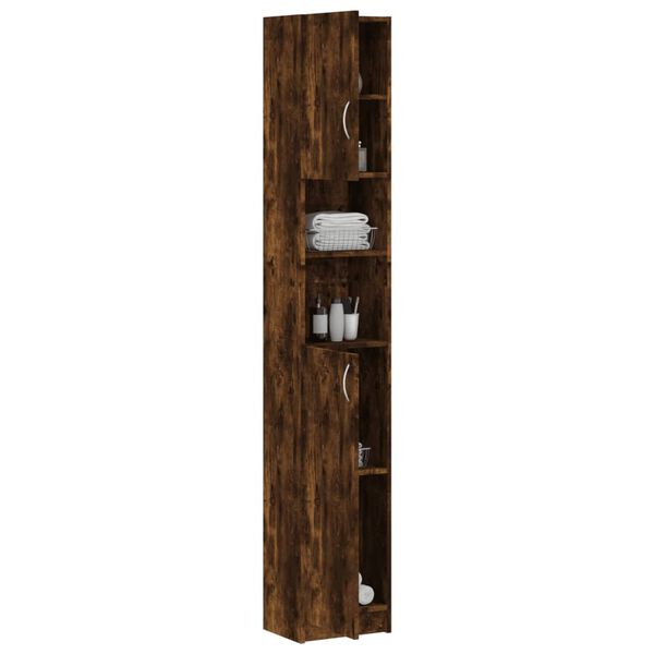 vidaXL Armoire de bain Chêne fumé 32x25,5x190 cm Bois d'ingénierie