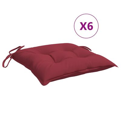 vidaXL Coussins de chaise 6 pcs rouge bordeaux 50x50x7 cm tissu oxford
