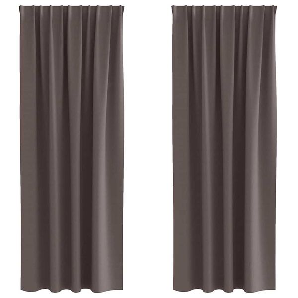 vidaXL Rideaux occultants avec anneaux 2 pcs Marron foncé 225 x 140 cm