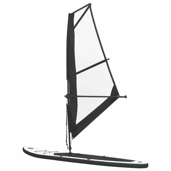 vidaXL Ensemble de planche SUP gonflable avec voile Noir et blanc