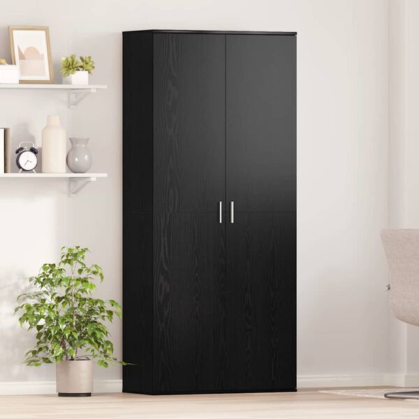 vidaXL Buffet Ch&ecirc;ne noir 80 x 35 x 180 cm Bois d'ing&eacute;nierie