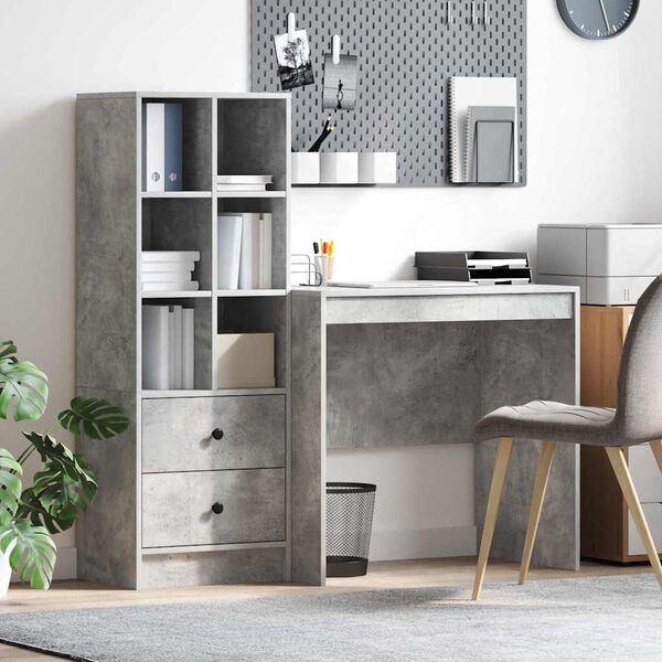 vidaXL Bureau avec tiroir 2 pcs Gris b&eacute;ton