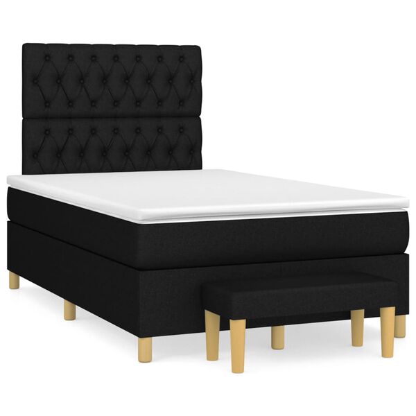 vidaXL Sommier &agrave; lattes de lit avec matelas Noir 120x200 cm Tissu